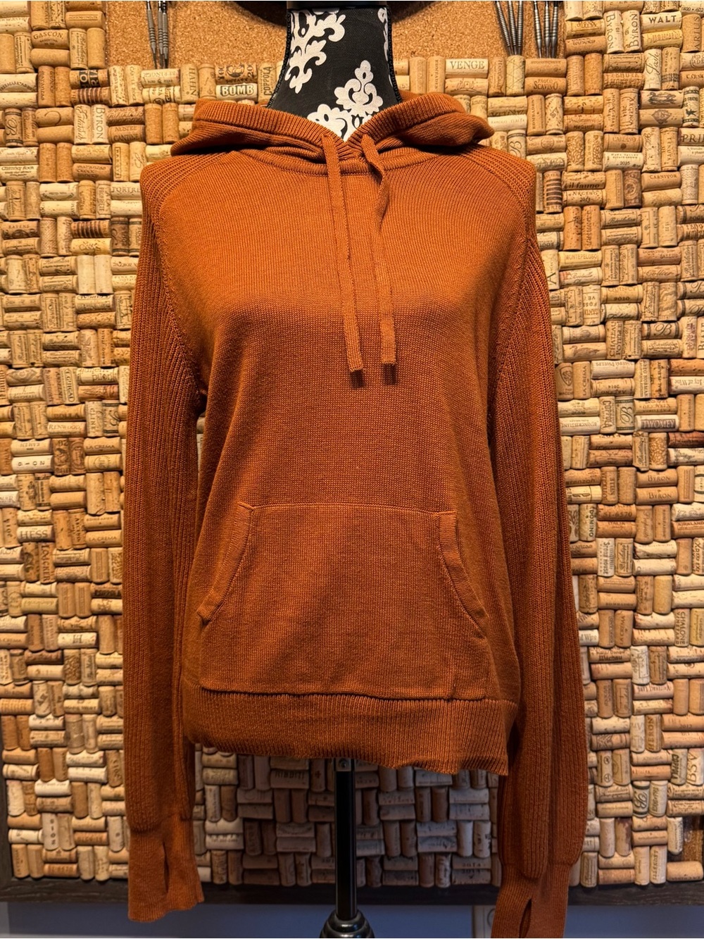 Style & Co. Rust Scoop-Neck Knit Hoodie Sweater